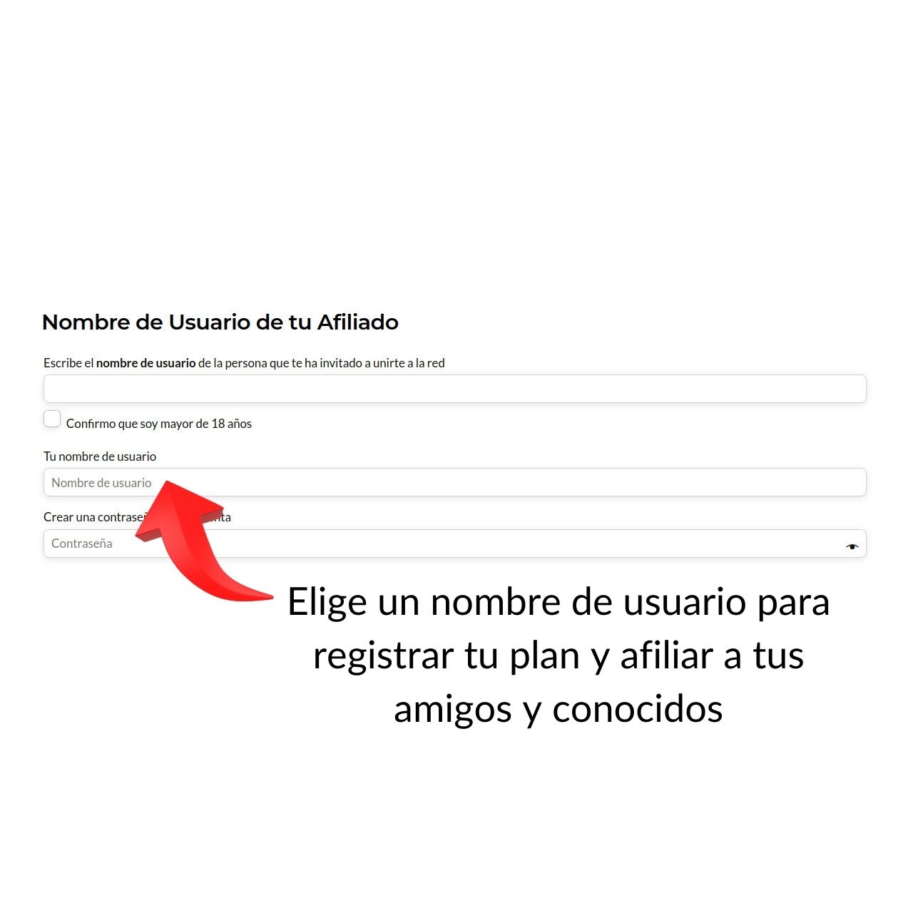 Incluir el nombre de usuario de la persona que te invita a Ozeans