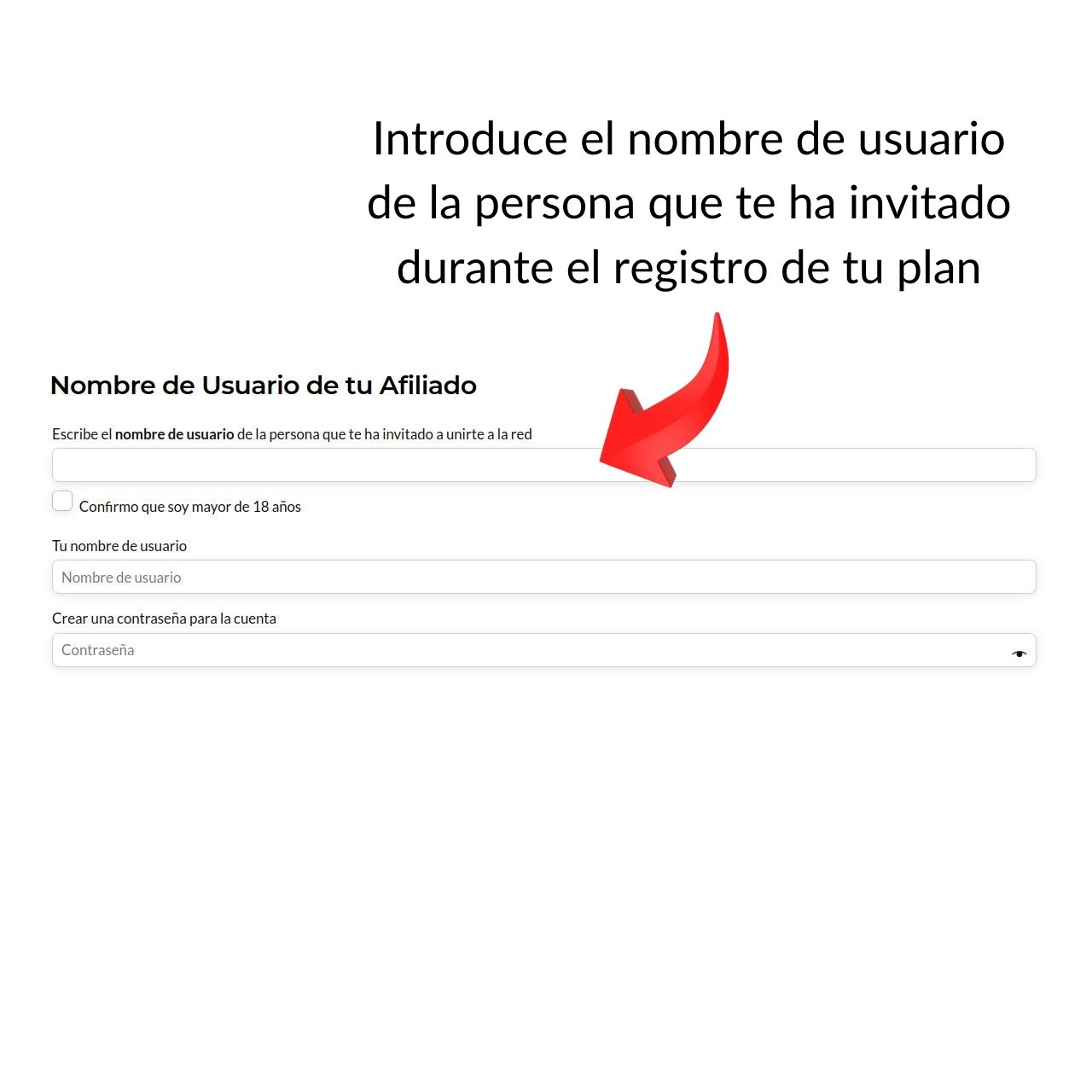 Incluir el nombre de usuario de la persona que te invita a Ozeans